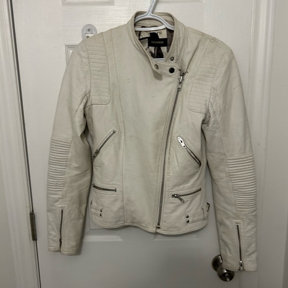 Danier Jackets & Blazers - Danier White Leather Motorcycle Jacket